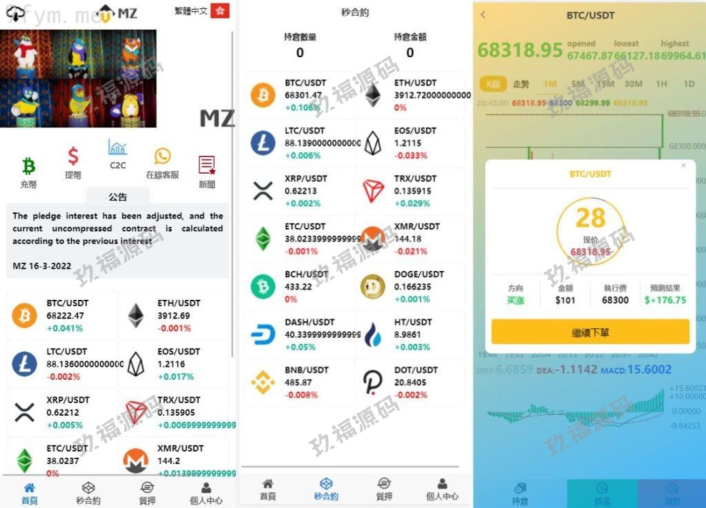 【精品源码】4语言微盘仿交易所源码/K线正常/秒合约/质押【代码开源】