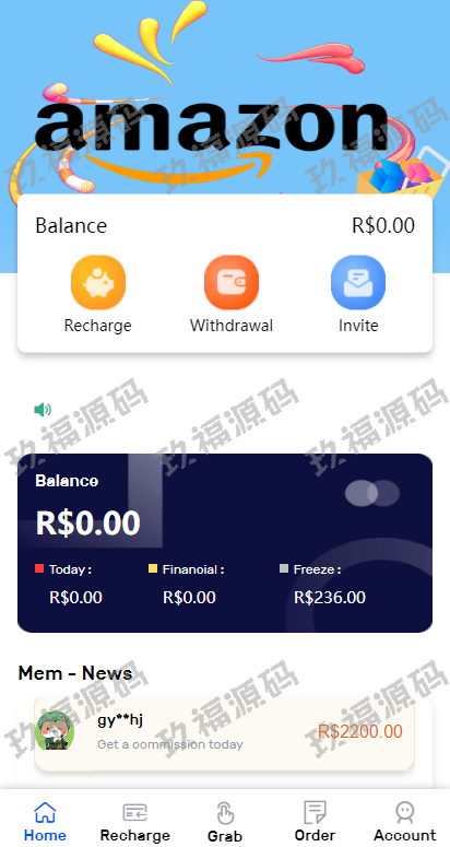 版ui多语言亚马逊抢单刷单系统 订单自动匹配系统
